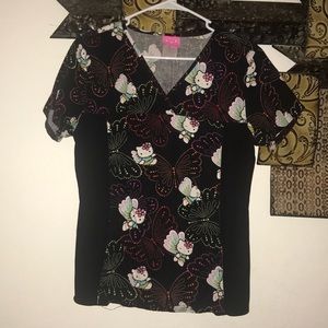 Hello Kitty Butterfly Scrub Top